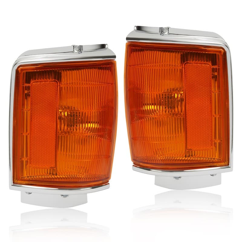 Chrome/Yellow Corner Lights W/Bulbs Left & Right For Toyota 4Runner Pickup 84-86