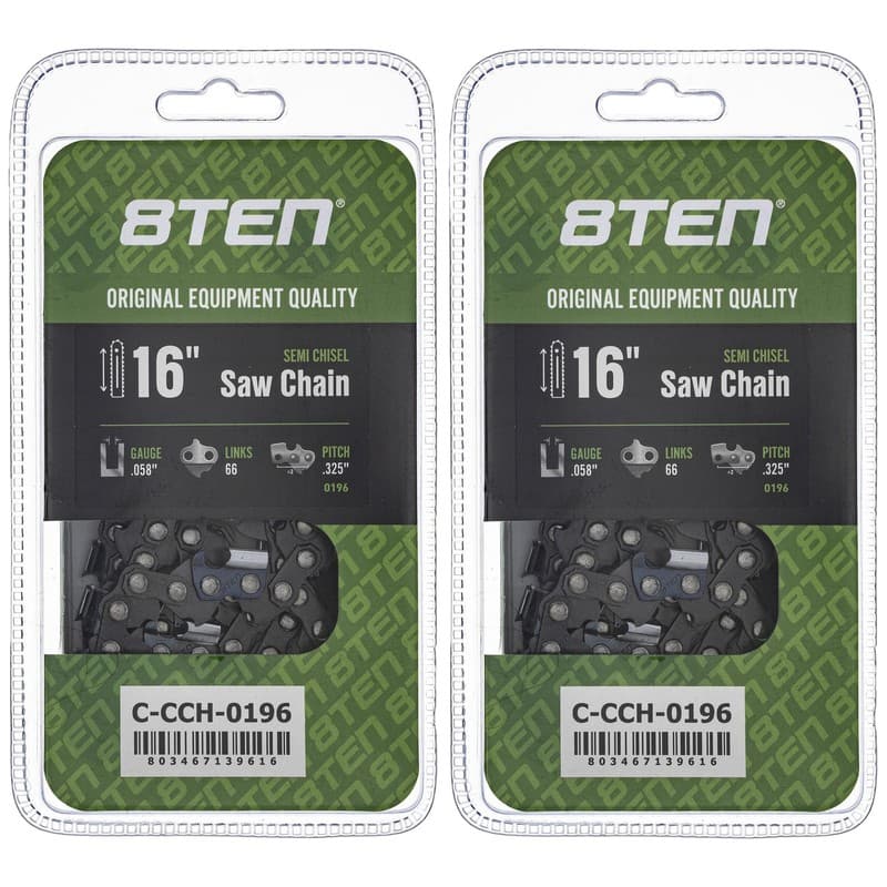 Semi Chisel Chainsaw Chain 16 Inch .058 .325 66DL for Husqvarna Poulan 2 Pack