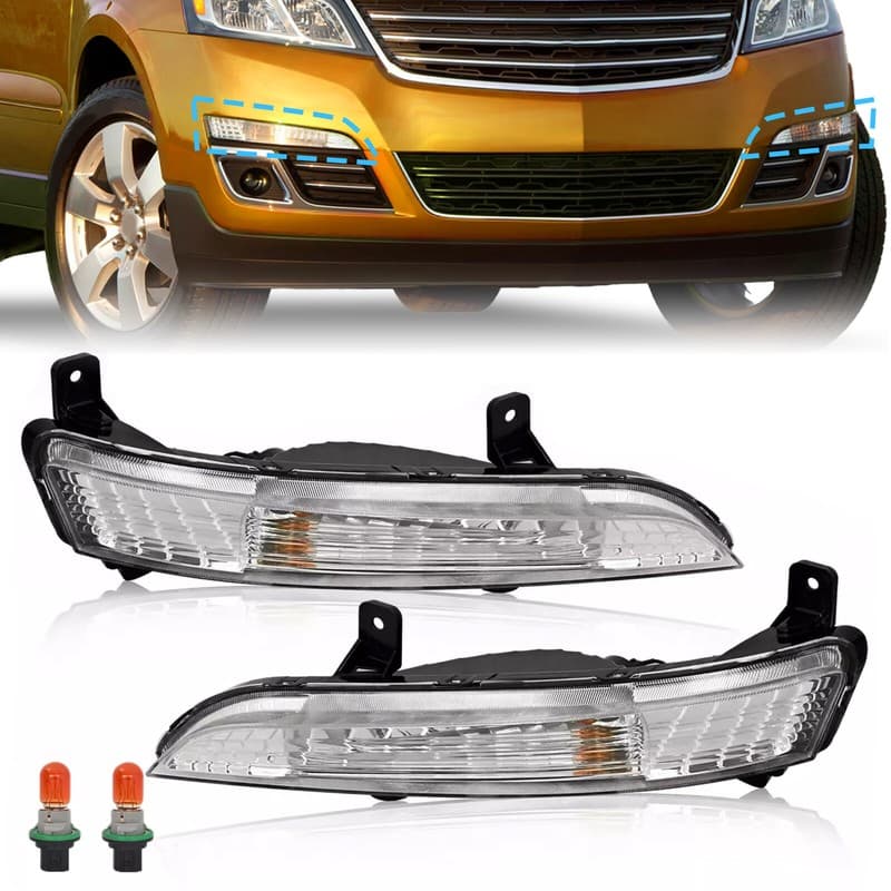 Pair Front Turn Signal Lights W/Bulbs For Chevrolet Traverse 2013-2017 Prak Lamp