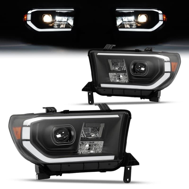 LH & RH Black LED Headlights Projector For Toyota Tundra 07-13 Sequoia 08-17