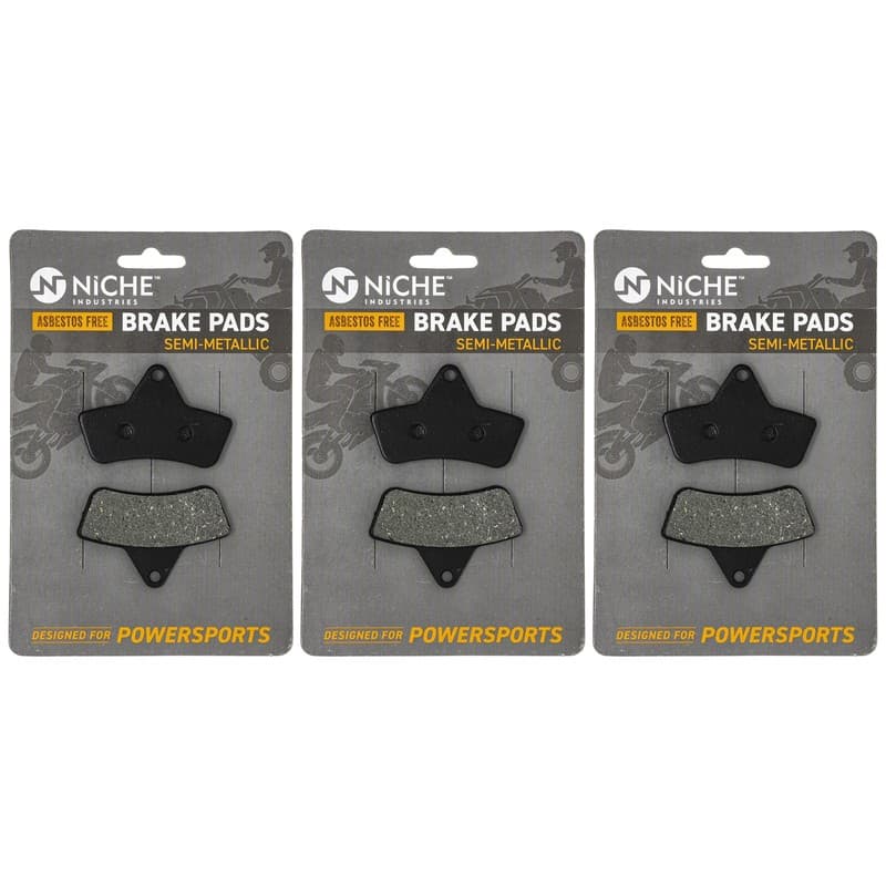 NICHE Brake Pad Set for Arctic Cat 0402-882 Front Rear Semi-Metallic 3 Pack