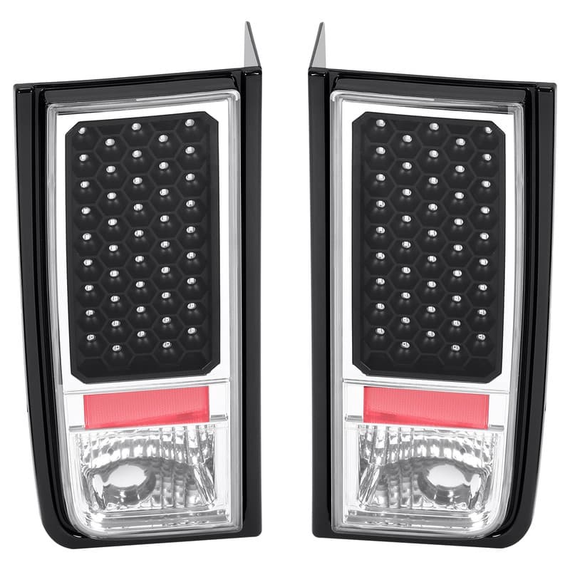 Pair Chrome/Clear Lens Red LED Rear Brake Tail Lights For Hummer H2 2003-2009