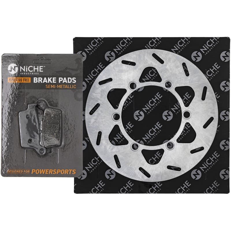 NICHE Rear Right Brake Rotor Pad Kit for Kawasaki 43082-1173 Semi Metallic