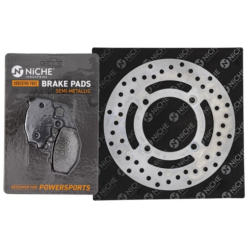 NICHE Rear Right Brake Rotor Pad Kit for Kawasaki 43082-1213 Semi Metallic