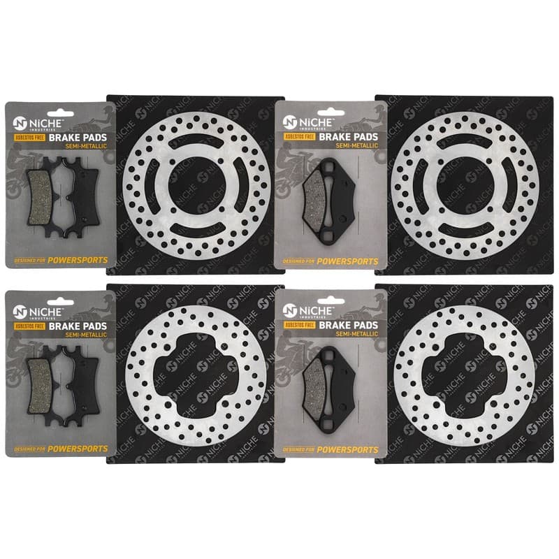 NICHE Brake Rotor Pad Kit for Polaris Scrambler 500 ATV Semi Metallic