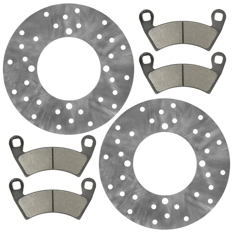 2 Rear Brake Disc Rotor w/ Pads for Polaris Ranger 800 6X6 2010 2011 2012 - 2017