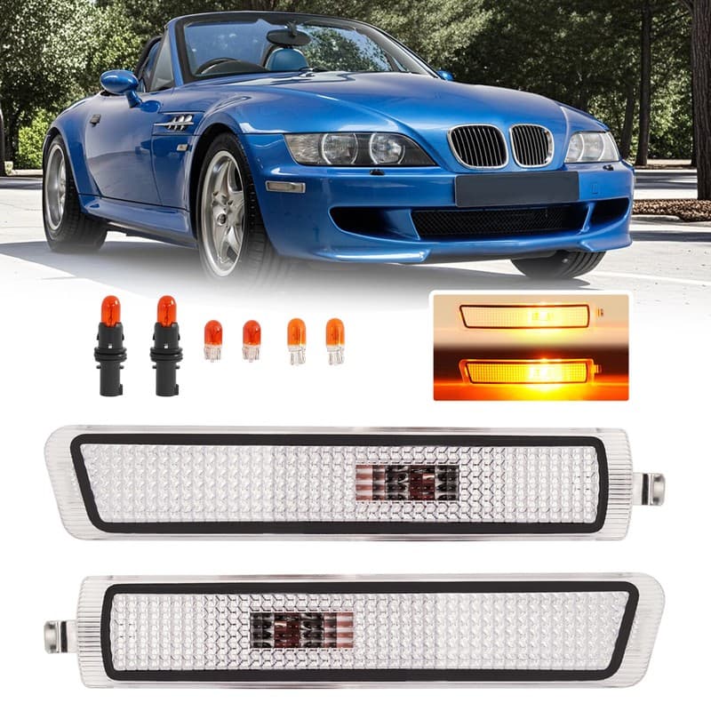 Left Right Side Clear Bumper Side Marker Lights W/Bulbs For BMW E37 Z3 1996-2002