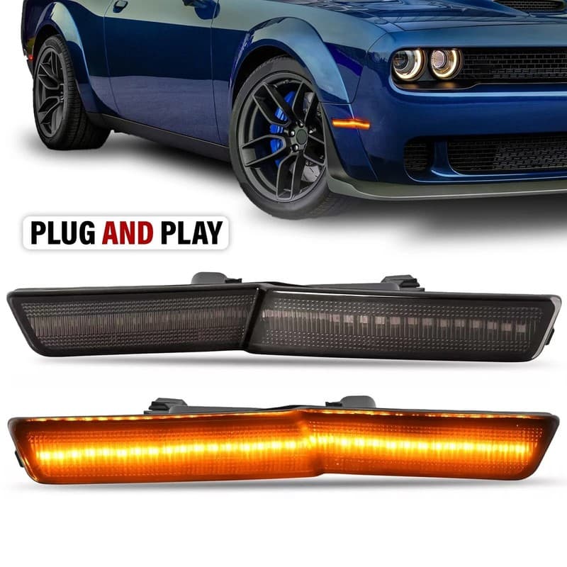 Amber LED Front Side Marker Lamps For Dodge Challenger SRT Widebody RT 2018-2022
