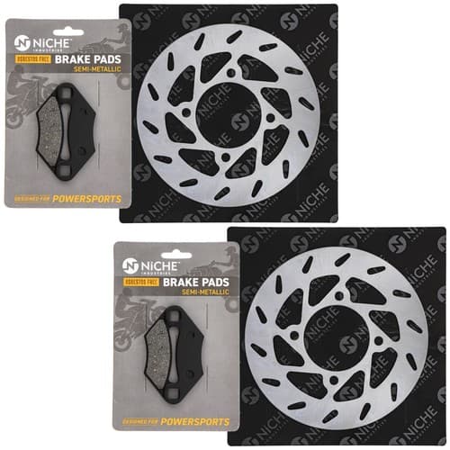 NICHE Front Brake Rotor Pad Kit for Polaris 2202412 5247752 Semi Metallic