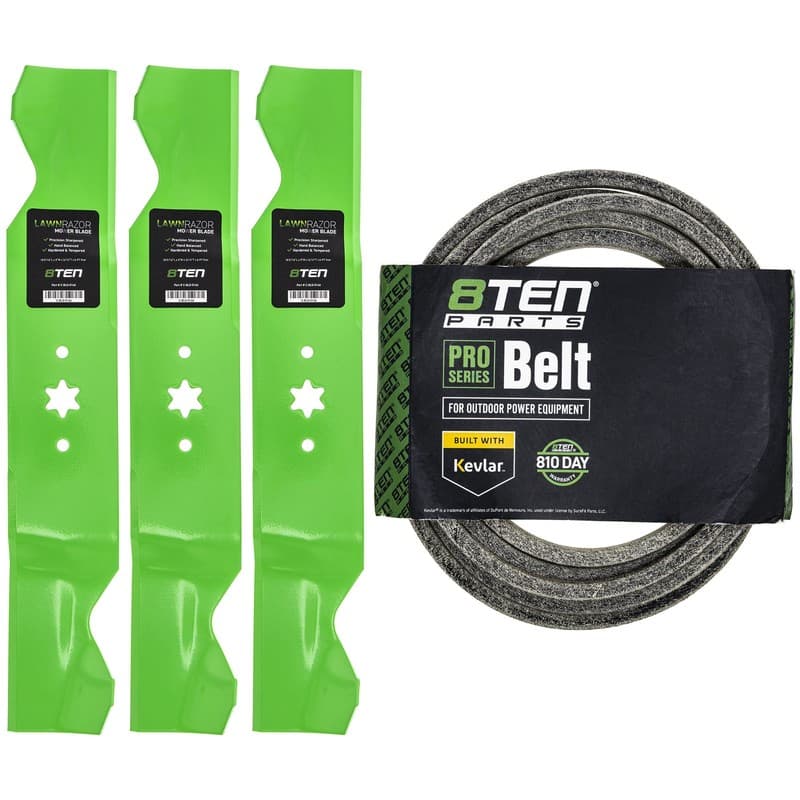 Mower Blades & Deck Belt Kit for Cub Cadet GT1554 SLT1554 LGT1054 LGTX1054