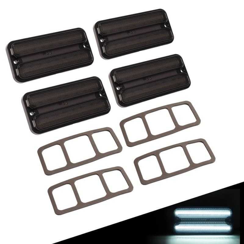 4X LED Side Marker Lights w/Trim For Chevy C10  GMC C15 C25 K15 Pickup 1968-1972