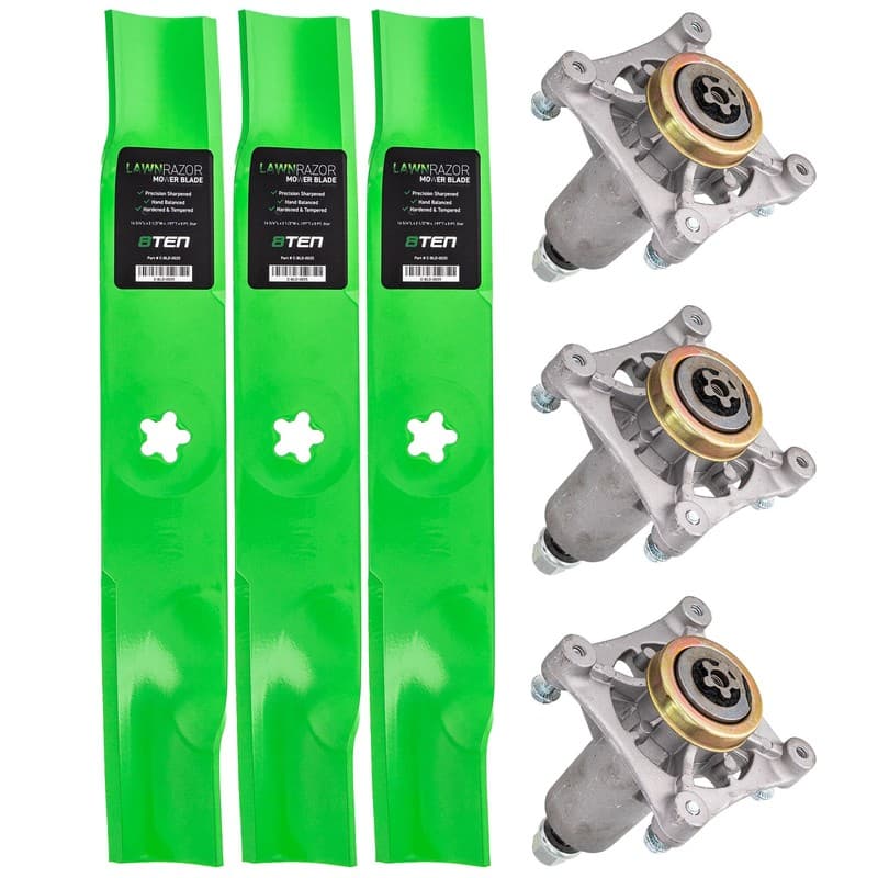 Deck Spindles & Mulching Blades Kit for Husqvarna YTH2348 YTH22K48 YTH23V48